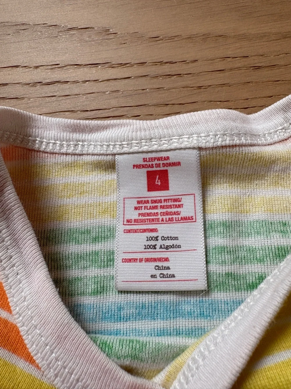 Rainbow pajamas size 4